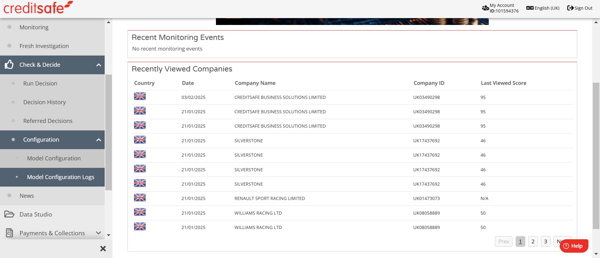 Model Configuration Logs